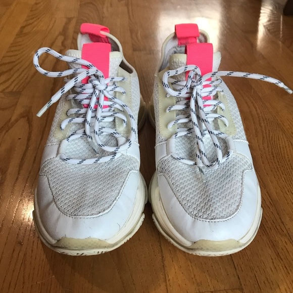 Steve Madden Gauri 1S1 Low Fashion Sneakers white hot pink shoes Womens Size 8.5 - Picture 5 of 11